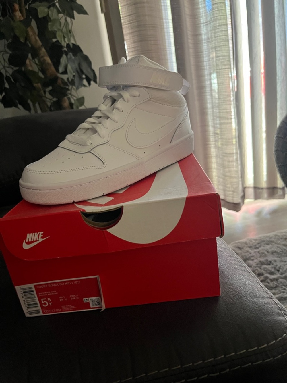 Nike White High-Top Leather Sneakers with Ankle Strap